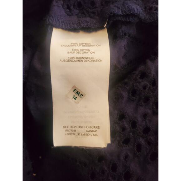 J. Crew Eyelet Lace Flutter Hem Dress Size 2 Navy Blue Preppy A Line - Picture 7 of 7
